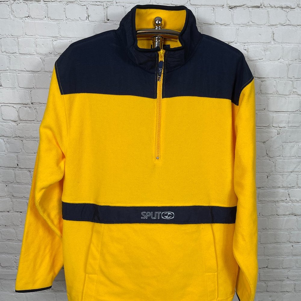 NWOT VINTAGE 90'S SPLIT MEN'S QUARTER ZIP FLEECE PULL OVER